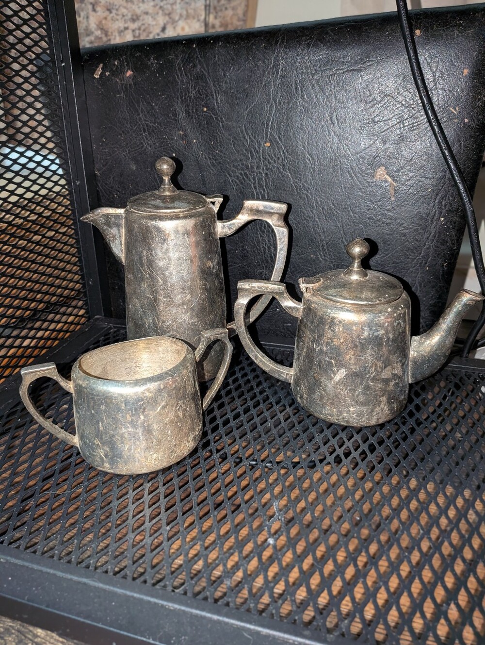 Vintage-Style Metal Tea Set - Silver Finish
